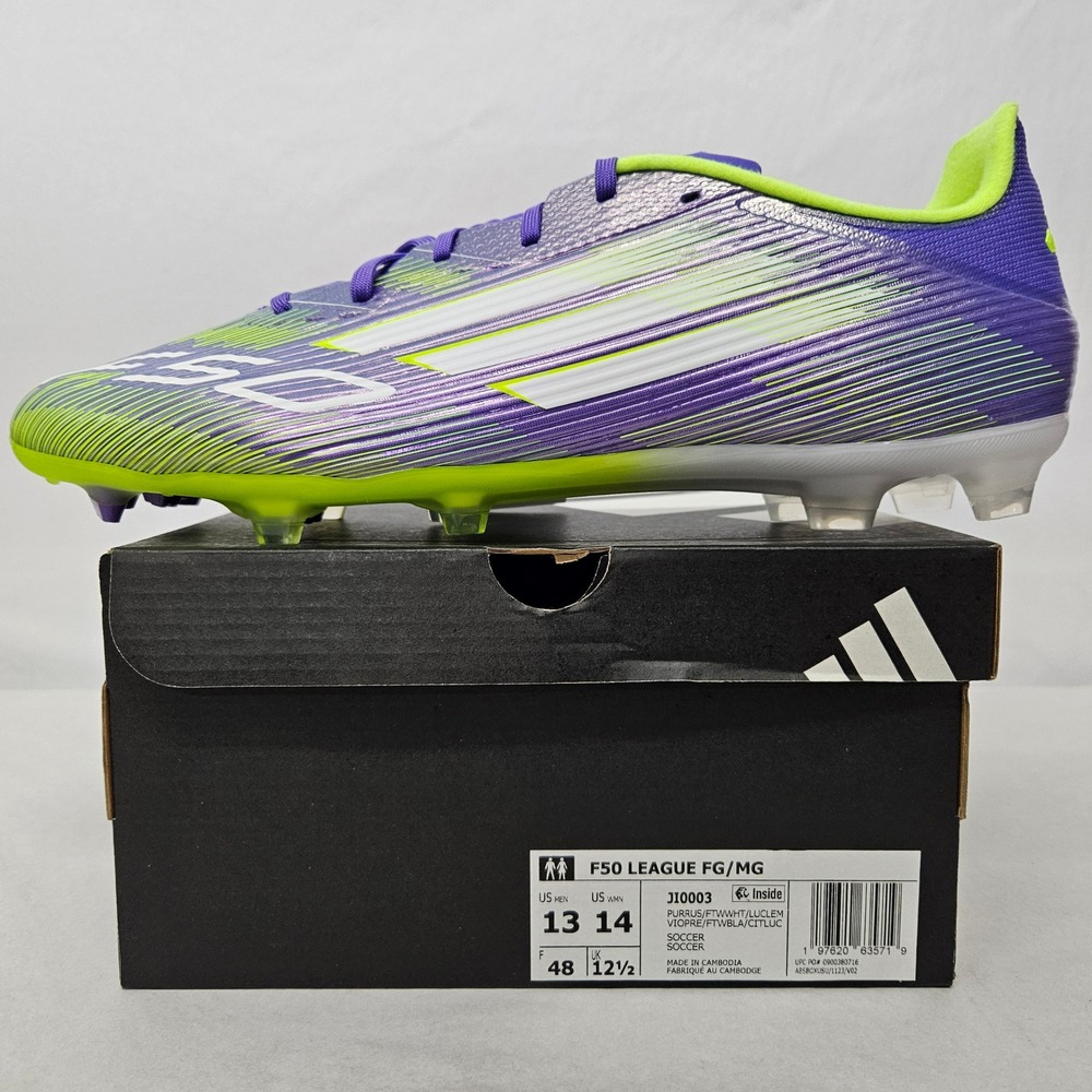 Adidas F50 League FG/MG Soccer Cleats JI0003 Purple Lucid Lemon Mens Size 13